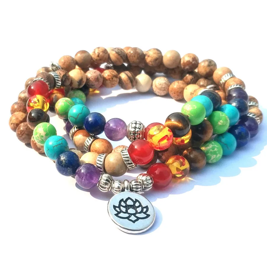 DIEZI 108 Mala Chakra Beads Bracelet Yoga Ethnic Lotus Charm Bracelet 8mm Multi color stone Bracelet For Women Men Jewelry
DIEZI 108 Mala Chakra Beads Bracelet Yoga Ethnic Lotus Charm Bracelet 8mm Multi color stone Bracelet For Women Men Jewelry