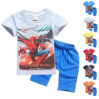 2018 children's cartoon sport suit Spider-Man Cotton short sleeved T - shirt + Leisure shorts summer Superman hero outwears
2018 children's cartoon sport suit Spider-Man Cotton short sleeved T - shirt + Leisure shorts summer Superman hero outwears