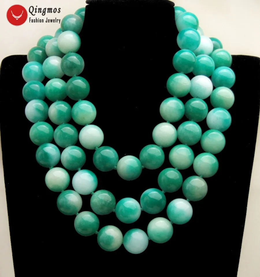 Qingmos 18mm Natural Jades Necklace for Women with Round White & Green Jades Stone Necklace 3 Strands Jewelry Chokers 18-23
Qingmos 18mm Natural Jades Necklace for Women with Round White & Green Jades Stone Necklace 3 Strands Jewelry Chokers 18-23