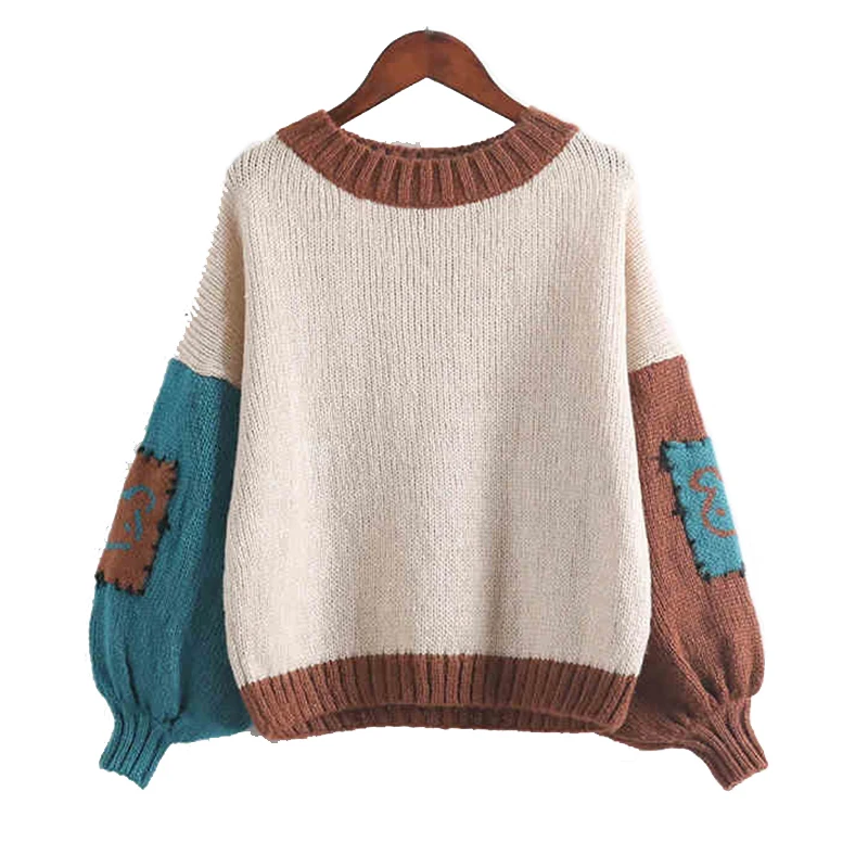 Winter Pull Ladies Knit Jersey Fashion Loose Jumpers Korean Pullovers Knitting Pullovers Thick Spliced Christmas Sweater Women
Winter Pull Ladies Knit Jersey Fashion Loose Jumpers Korean Pullovers Knitting Pullovers Thick Spliced Christmas Sweater Women