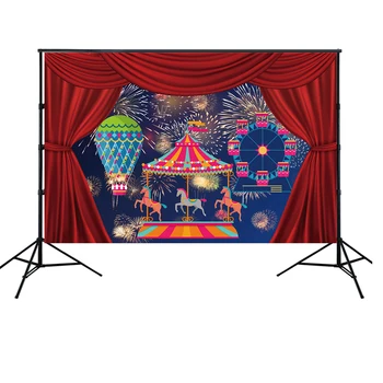 HUAYI Circus Carousel Carnival Backdrop Fireworks Red Curtain Kids Birthday Party Photo Background Table Decor booth Prop w-2070
HUAYI Circus Carousel Carnival Backdrop Fireworks Red Curtain Kids Birthday Party Photo Background Table Decor booth Prop w-2070