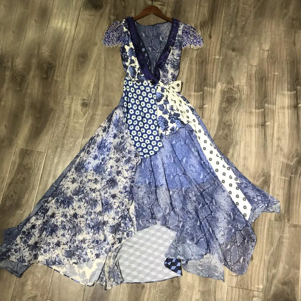 Summer 2019 Fashion Sleeveless Lace Trim Contrast Wrap Dress 0619
Summer 2019 Fashion Sleeveless Lace Trim Contrast Wrap Dress 0619