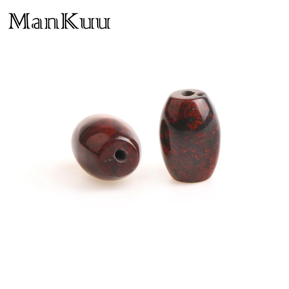 ManKuu 8*12mm Oval/Barrel Red Pine Stone Beads Black&Red Natural For Jewelry Making 20pcs/Lot Wholesale Bead | Украшения и