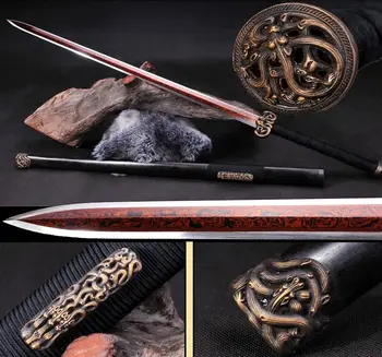 High Temperature Hand Forging Red Folded Pattern Steel Double edge Sharp Chinese Sword KungFu Han Jian/Brass Knife fitted
High Temperature Hand Forging Red Folded Pattern Steel Double edge Sharp Chinese Sword KungFu Han Jian/Brass Knife fitted