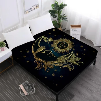Golden Moon Star Print Bed Sheets Mandala Fitted Sheets King Queen Crown Print Sheet Black Soft Mattress Cover Elastic Band D35
Golden Moon Star Print Bed Sheets Mandala Fitted Sheets King Queen Crown Print Sheet Black Soft Mattress Cover Elastic Band D35