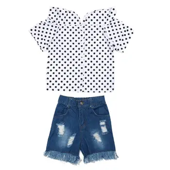 Baby Girls Clothes Wave Points Off Shoulder Shirts Tops+Jeans Outfits Infant Girls Summer Clothes Set
Baby Girls Clothes Wave Points Off Shoulder Shirts Tops+Jeans Outfits Infant Girls Summer Clothes Set
