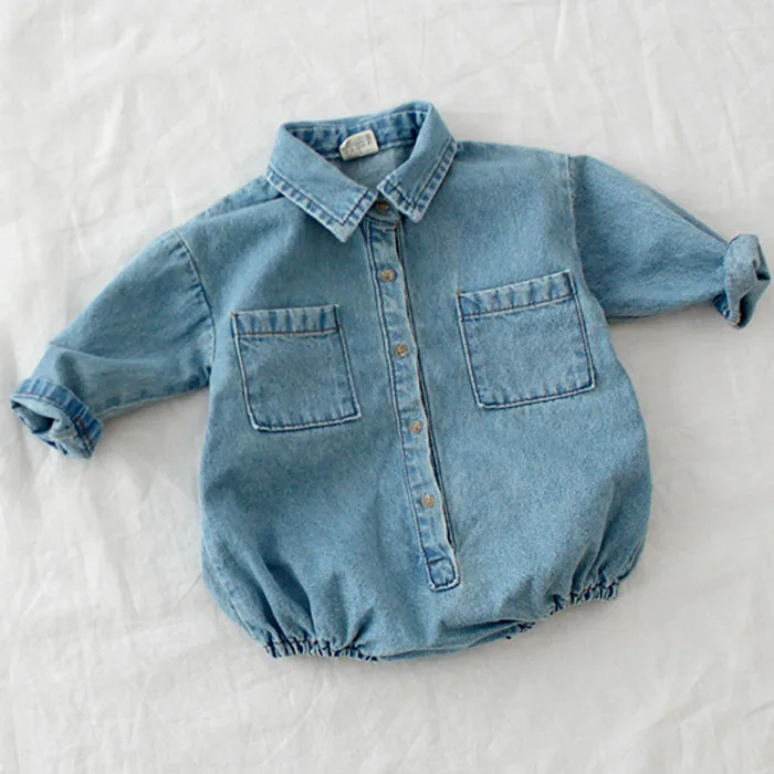 Baby Toddler Long Sleeve Lapel Collar Denim Jeans Rompers Kids Infant Jumpsuits Baby Boys Girls Clothes Fashion bodysuit
Baby Toddler Long Sleeve Lapel Collar Denim Jeans Rompers Kids Infant Jumpsuits Baby Boys Girls Clothes Fashion bodysuit
