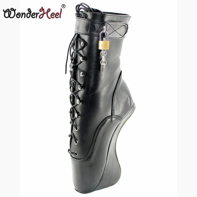 Wonderheel padlocks ankle ballet boots 18cm/7" wedges heel BALLET short Boots fetish high heel matt fashion show lacing boots
Wonderheel padlocks ankle ballet boots 18cm/7" wedges heel BALLET short Boots fetish high heel matt fashion show lacing boots
