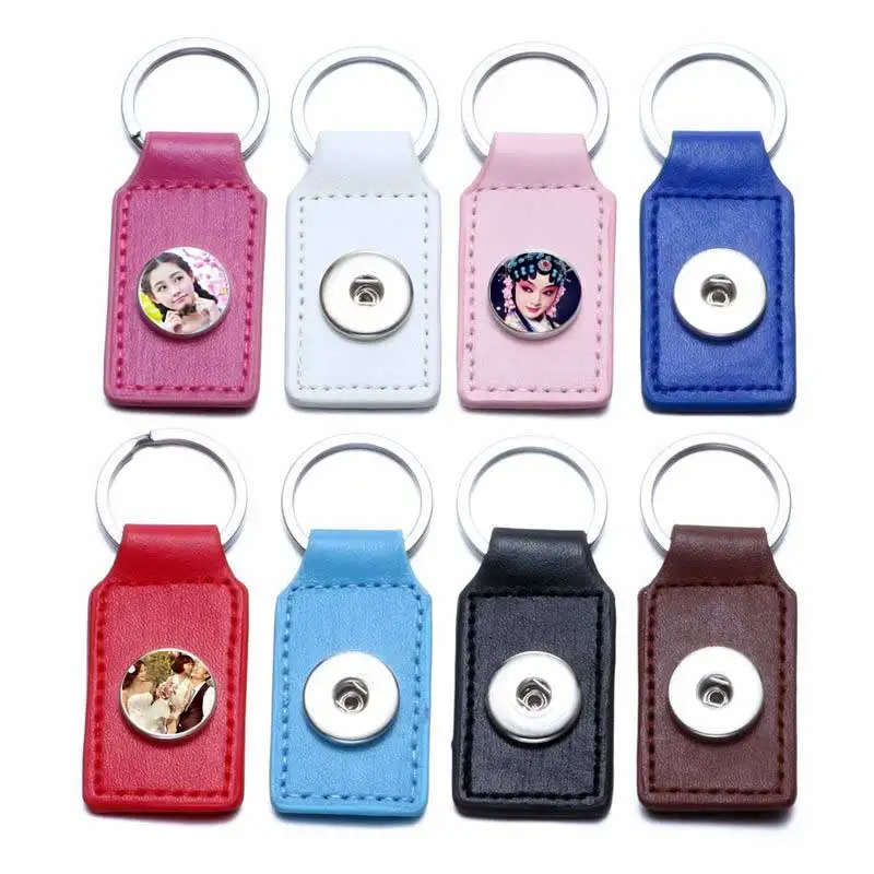 

button keychains for dye sublimation fashion Rectangle leather key chain jewelry for women heat transfer blank consumables
