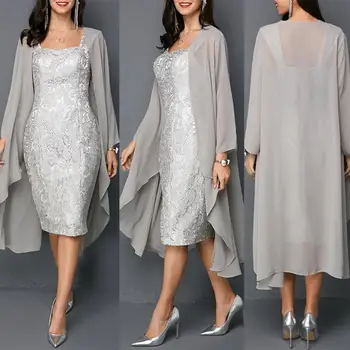 New Arrivals Women 2Pcs/Set Wedding Party Knee Length Mother of The Bride Lace Dress with Cardigan
New Arrivals Women 2Pcs/Set Wedding Party Knee Length Mother of The Bride Lace Dress with Cardigan