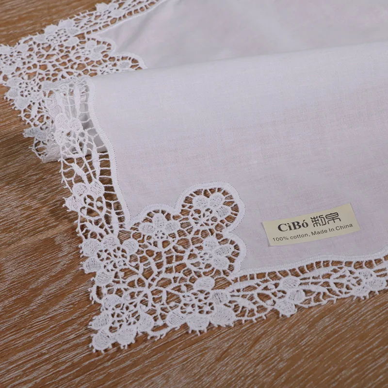 

A002: White premium cotton lace handkerchiefs crochet hankies for women/ladies wedding gift