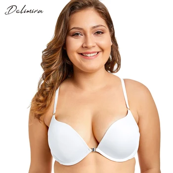 Delimira Women Sexy Front Closure Padded Push Up X-back Plunge Bra with Underwire
Delimira Women Sexy Front Closure Padded Push Up X-back Plunge Bra with Underwire