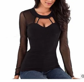Women T-shirts Hollow Out Sexy See-through Dress Black Elastic Shirts Casual Sexy&club Punk Style Autumn Winter Women Girls XXXL
Women T-shirts Hollow Out Sexy See-through Dress Black Elastic Shirts Casual Sexy&club Punk Style Autumn Winter Women Girls XXXL