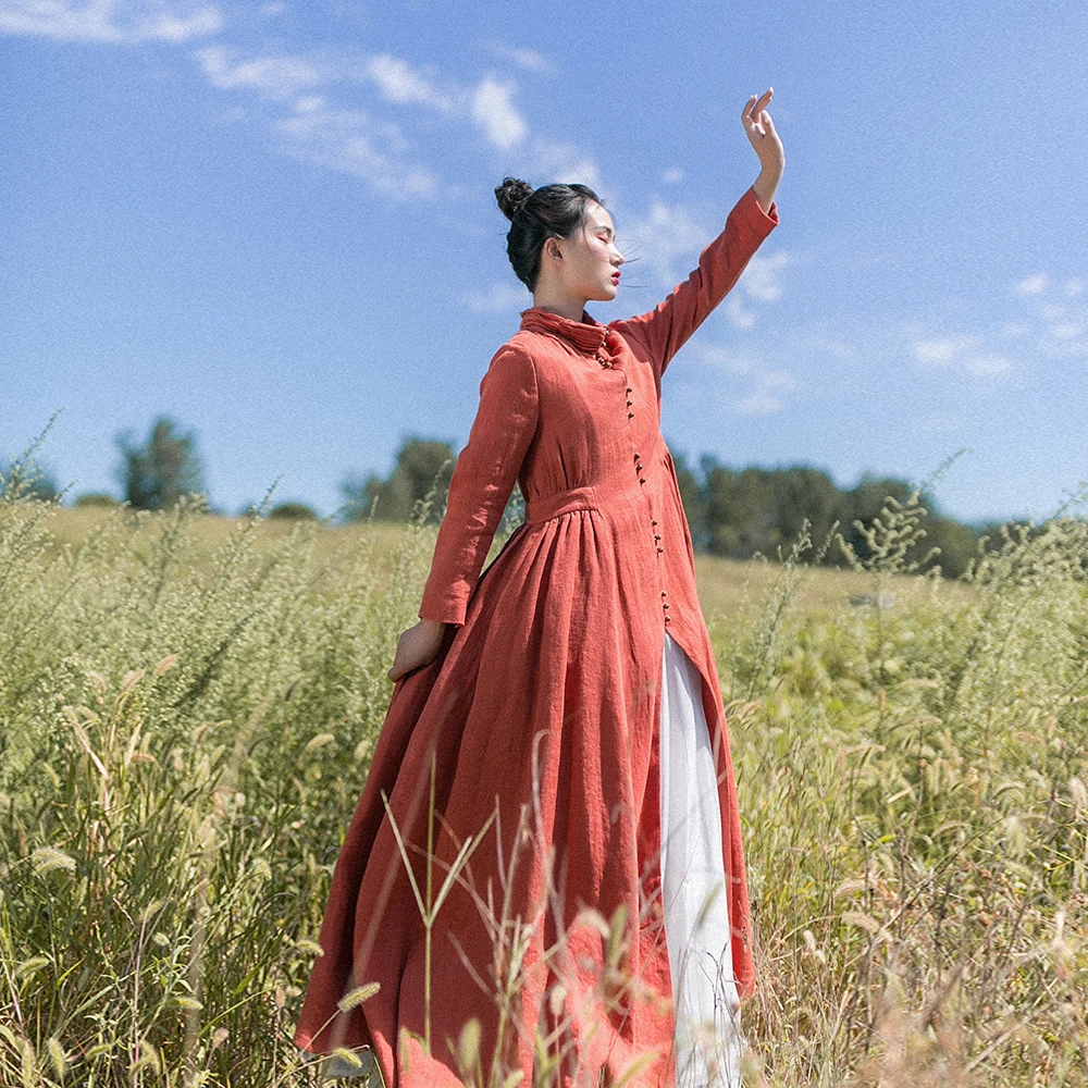 IRINAW771 2018 Autumn Collection vintage stand collar single breasted long skirt type linen trench coat women
IRINAW771 2018 Autumn Collection vintage stand collar single breasted long skirt type linen trench coat women