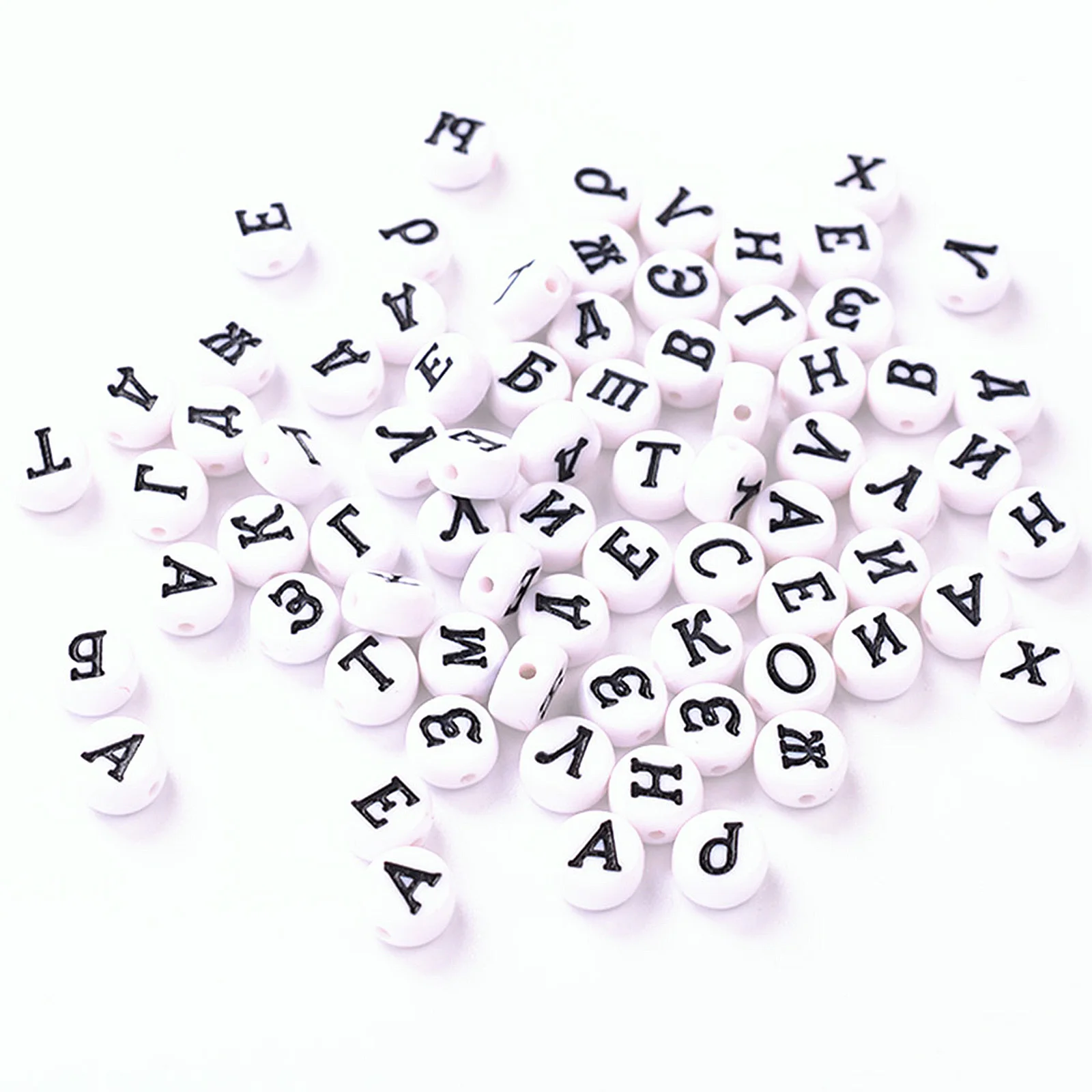 100pcs/bag White Round Acrylic Russian Alphabet Separate Letter Beads for Beading DIY Bracelet Necklace Jewelry Accessories 7mm
100pcs/bag White Round Acrylic Russian Alphabet Separate Letter Beads for Beading DIY Bracelet Necklace Jewelry Accessories 7mm