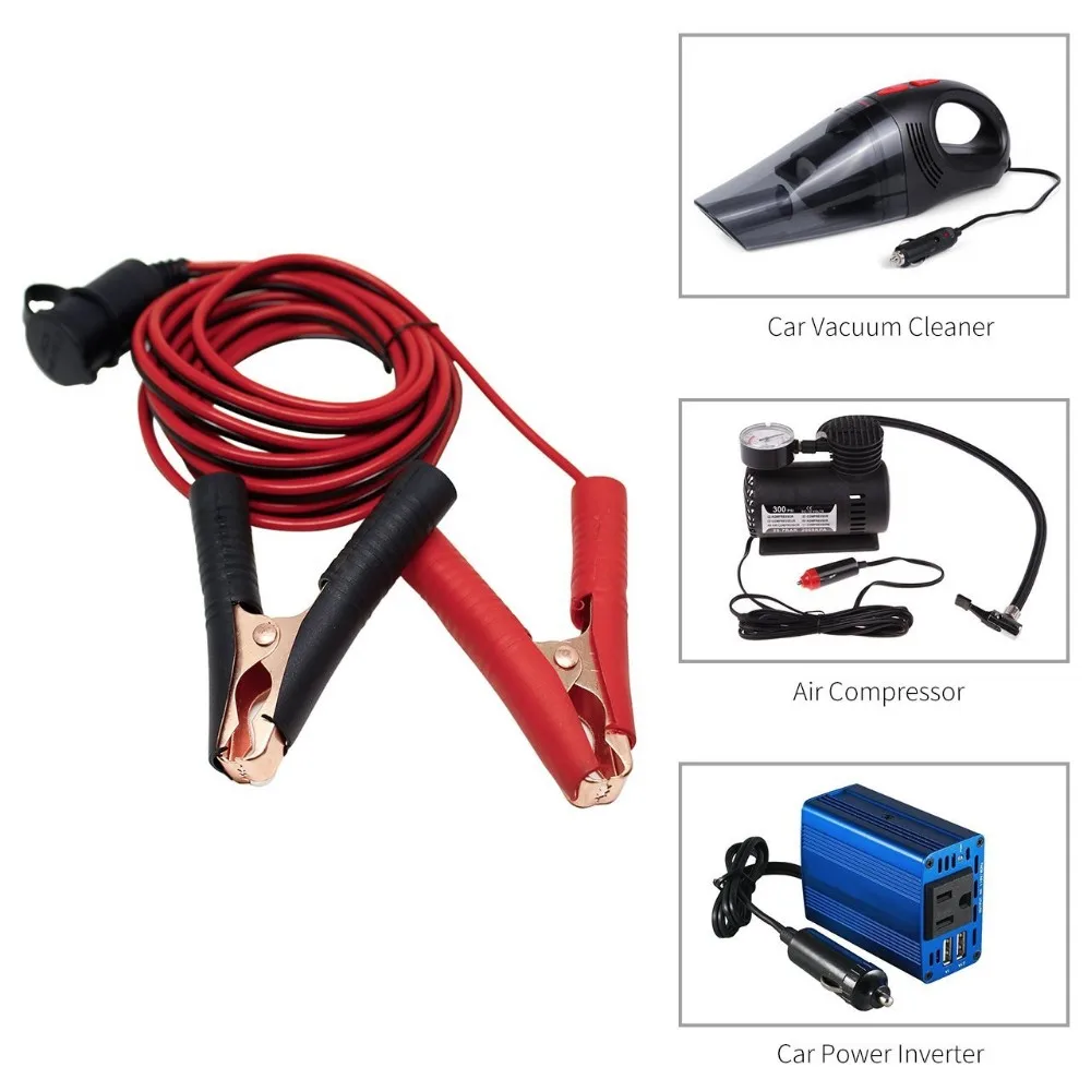 12V 24V Car Cigarette Lighter Socket Female Adapter Alligator Clips Car Battery Clip-on Extension Cord
12V 24V Car Cigarette Lighter Socket Female Adapter Alligator Clips Car Battery Clip-on Extension Cord