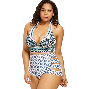 Wipalo Plus Size High Waisted Geometric Printed Women'S Set Plunging Neck Halter Cut Out Beachwear Two Pieces Holiday Set
Wipalo Plus Size High Waisted Geometric Printed Women'S Set Plunging Neck Halter Cut Out Beachwear Two Pieces Holiday Set