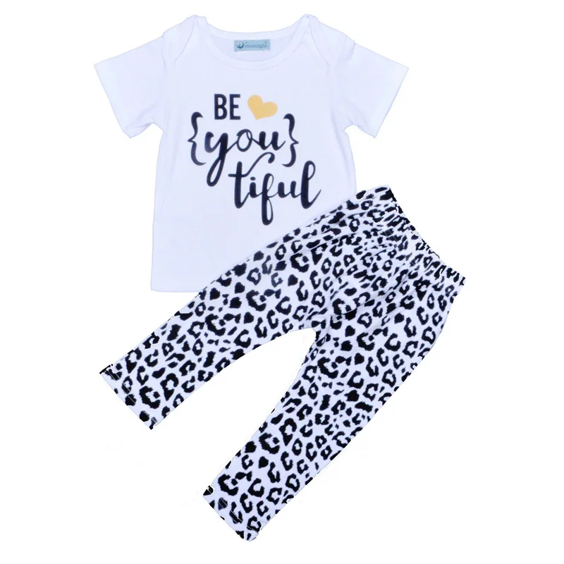 2017 Brand Kids Girls Clothes Set Summer Letter BE YOU TIFUL T-shirt+Leopard Pant 2pcs Toddler Boy Sets Leisure Clothing Costume
2017 Brand Kids Girls Clothes Set Summer Letter BE YOU TIFUL T-shirt+Leopard Pant 2pcs Toddler Boy Sets Leisure Clothing Costume