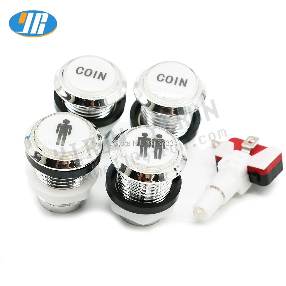 4PCS/Set 1 Player 2 Player 2 x Coin Buttons Illuminated Arcade Button Chrome Silver Plated Button Switch With 12V led lamp
4PCS/Set 1 Player 2 Player 2 x Coin Buttons Illuminated Arcade Button Chrome Silver Plated Button Switch With 12V led lamp
