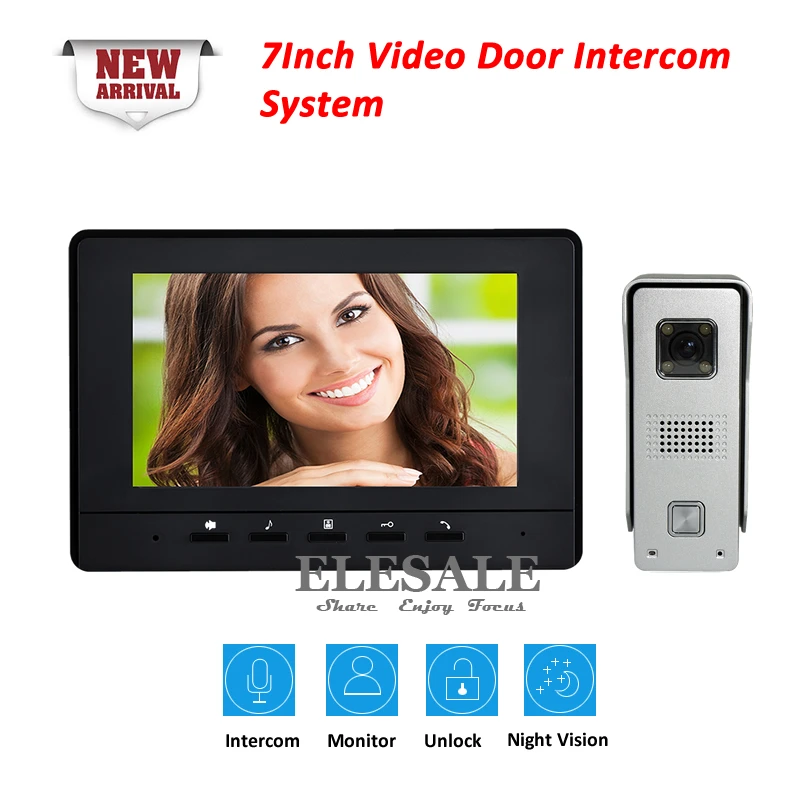7" Video Intercom Door Phone Doorbell System 700TVL Camera Aluminum Alloy IR Night Vision 1V1
7" Video Intercom Door Phone Doorbell System 700TVL Camera Aluminum Alloy IR Night Vision 1V1