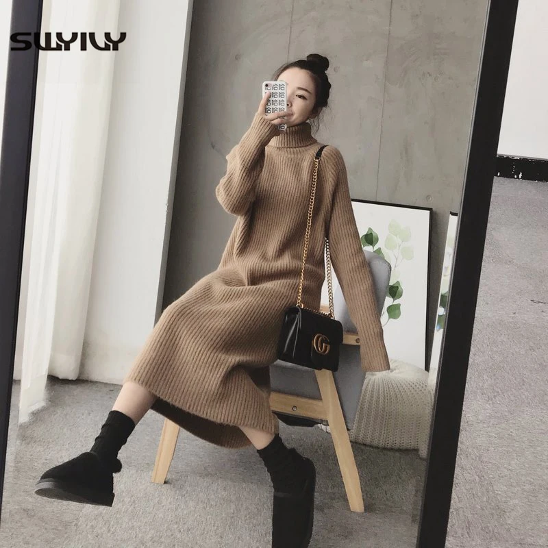 SWYIVY Women Dresses Ins Hot Online Celebrity 2018 Winter New Female High Collar Long Knit Dress Solid One Size Woman Dresses
SWYIVY Women Dresses Ins Hot Online Celebrity 2018 Winter New Female High Collar Long Knit Dress Solid One Size Woman Dresses