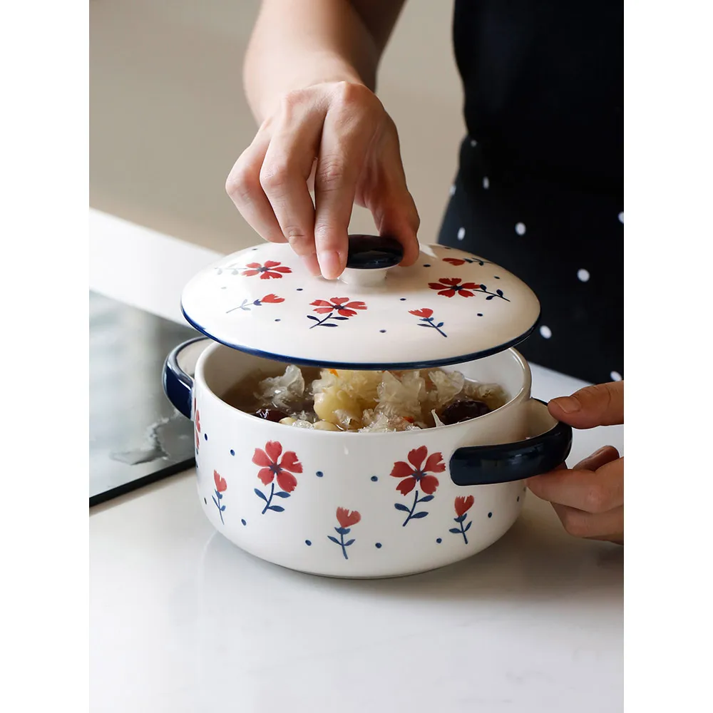 6 inch soup bowl with lid double handgrip hand painted ceramic floral under glazed creative desserts ramen bowls 520ml
6 inch soup bowl with lid double handgrip hand painted ceramic floral under glazed creative desserts ramen bowls 520ml