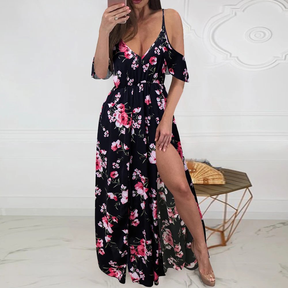 Maxi Dress Bohemian Floral Print Spaghetti Strap Off Shoulder V Neck Dress Women Fashion Summer Split Long Party Beach Dress D40
Maxi Dress Bohemian Floral Print Spaghetti Strap Off Shoulder V Neck Dress Women Fashion Summer Split Long Party Beach Dress D40