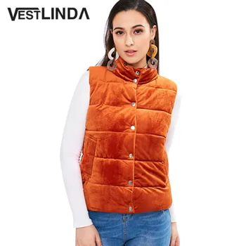 VESTLINDA Velvet Vest Women Puffer Waistcoat Snap-Button Stand Collar Sleeveless Thick Warm Winter Vest Fashion Orange Slim Vest
VESTLINDA Velvet Vest Women Puffer Waistcoat Snap-Button Stand Collar Sleeveless Thick Warm Winter Vest Fashion Orange Slim Vest