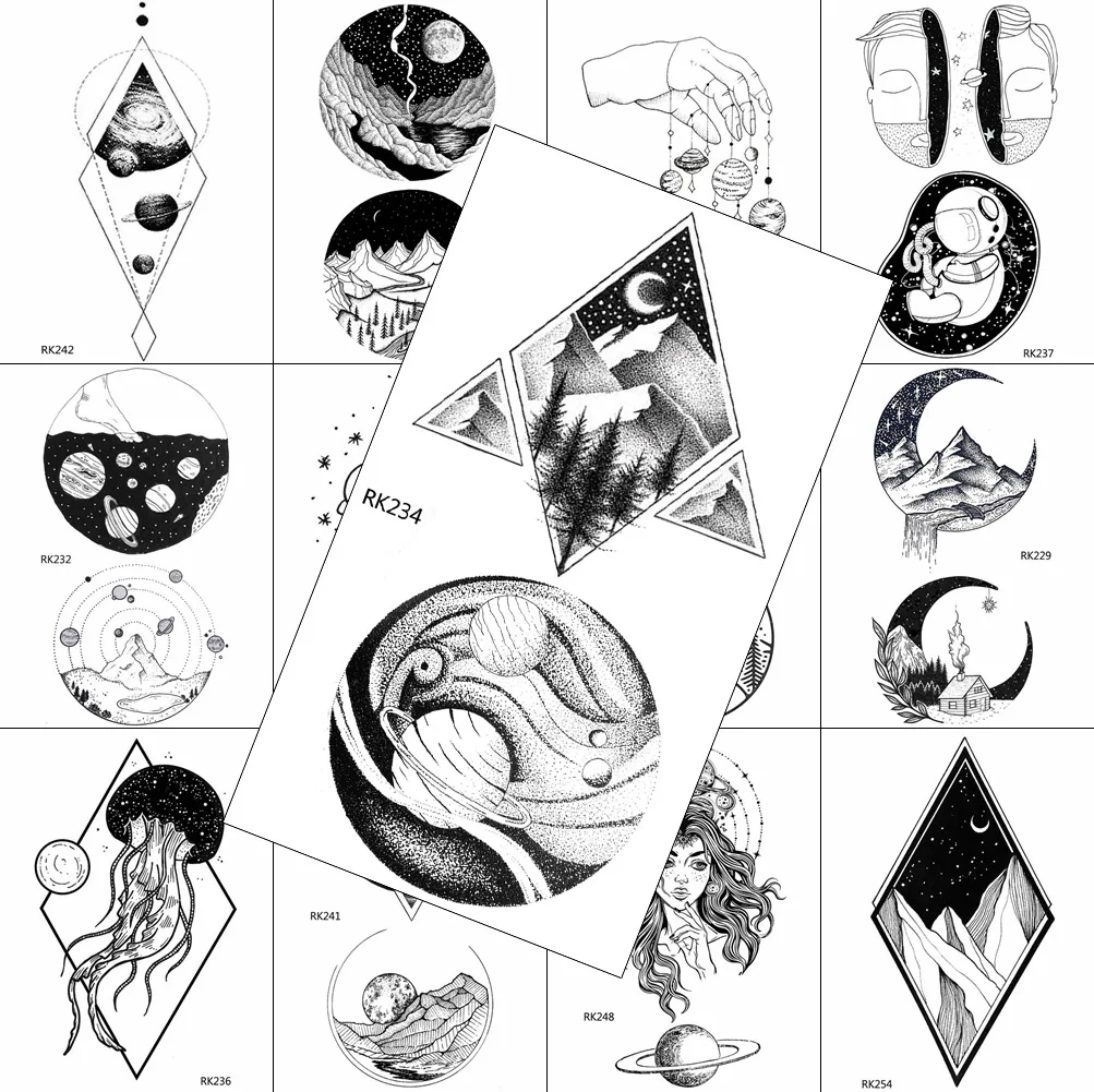 Geometric Mountain Forest Temporary Tattoo Sticker Fake Body Art Arm Tattoo Paper For Adult Waterpoof Moon Star Tatoo Sticker
Geometric Mountain Forest Temporary Tattoo Sticker Fake Body Art Arm Tattoo Paper For Adult Waterpoof Moon Star Tatoo Sticker