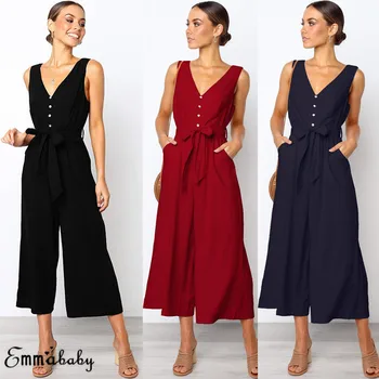 2019 Summer Fashion Rompers Women Jumpsuit Solid Vest Bodysuits Sleeveless V-Neck Halter Back Button Beach Sexy Outfits Jumpsuit
2019 Summer Fashion Rompers Women Jumpsuit Solid Vest Bodysuits Sleeveless V-Neck Halter Back Button Beach Sexy Outfits Jumpsuit