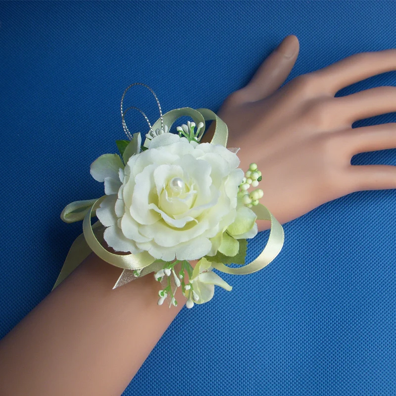 Ivory wedding corsage