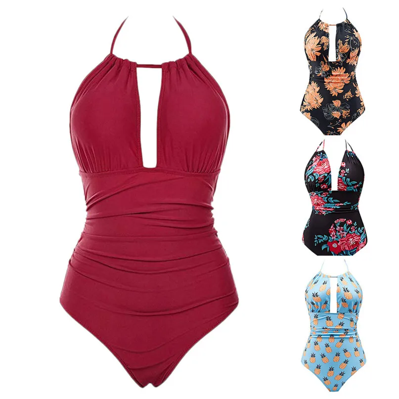 One-Piece Swimsuit Women Swimming Bikini Swimwear Backless Tummy Control Monokini Ladies Waistband Halter Neck Swimsuits #2D06
One-Piece Swimsuit Women Swimming Bikini Swimwear Backless Tummy Control Monokini Ladies Waistband Halter Neck Swimsuits #2D06