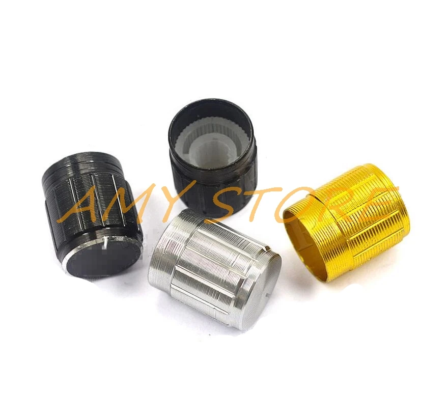 Round Silver Aluminum Knob w//pointer for 1//4/" Shaft hi-fi Japan 6 pcs