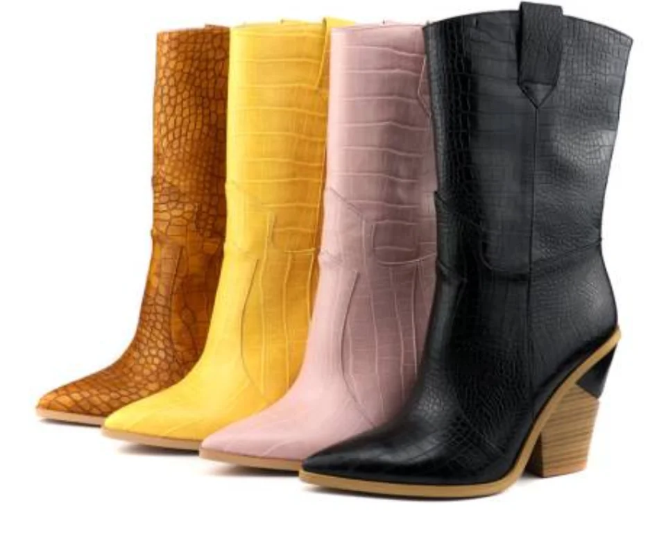 US4-13 Womens Pointed Toe Ankle Boots Crocodile Pattern Spike Chunky High Heel Pull On Western Shoes Gold 12Colors Plus Size
US4-13 Womens Pointed Toe Ankle Boots Crocodile Pattern Spike Chunky High Heel Pull On Western Shoes Gold 12Colors Plus Size