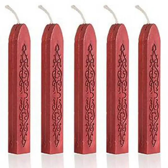 5Pcs Colorful Candle Wedding Square Style Sealing Wax Stick Wax with Wick Set 