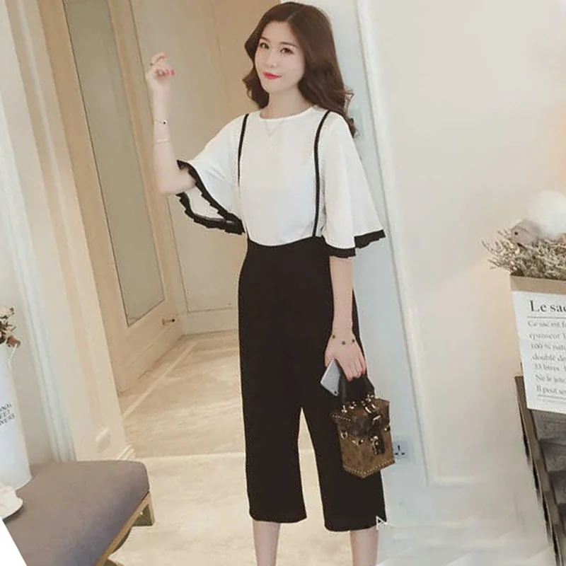 Summer Fashion O-Neck Butterfly Sleeve Top And Overalls Set 2 Piece Set Women 2019 New Shirt Solid Color Trousers Two Piece Set
Summer Fashion O-Neck Butterfly Sleeve Top And Overalls Set 2 Piece Set Women 2019 New Shirt Solid Color Trousers Two Piece Set