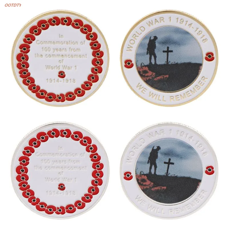 OOTDTY Commemorative Coin 100 Years Souvenir World War 1914-2018 Anniversary Collection Soldier Art Craft Gifts Collectible Coin
OOTDTY Commemorative Coin 100 Years Souvenir World War 1914-2018 Anniversary Collection Soldier Art Craft Gifts Collectible Coin