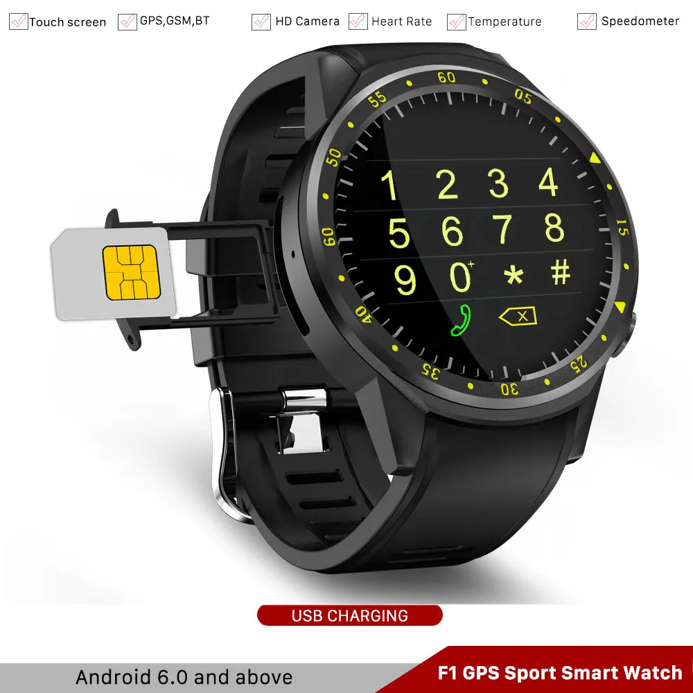 F1 GPS Sports Camera Smart Watch Men Bluetooth Phone Call SMS Heart Rate Sim Card Waterproof Smartwatch for IOS Android Phone
F1 GPS Sports Camera Smart Watch Men Bluetooth Phone Call SMS Heart Rate Sim Card Waterproof Smartwatch for IOS Android Phone