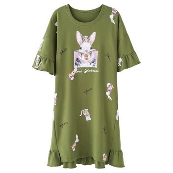 100% Cotton Korean Ladies Summer bedgown Nightdress Sweet cartoon Short Sleeve Sleepshirts young women Loose Sleepwear nighty
100% Cotton Korean Ladies Summer bedgown Nightdress Sweet cartoon Short Sleeve Sleepshirts young women Loose Sleepwear nighty