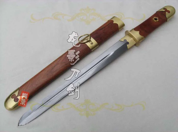 S4946 RED BROWN WOOD CHINESE CLASSIC SHORT KNIFE SWORD W/ DAMASCUS PATTERN WELDING STEEL BLADE 20.6"
S4946 RED BROWN WOOD CHINESE CLASSIC SHORT KNIFE SWORD W/ DAMASCUS PATTERN WELDING STEEL BLADE 20.6"