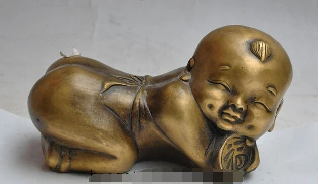 005151 7"Folk Chinese Bronze Wealth money coin Lovely Kid Child Boy young monk Statue
005151 7"Folk Chinese Bronze Wealth money coin Lovely Kid Child Boy young monk Statue