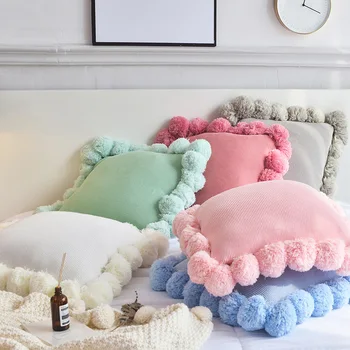 45x45cm solid Ivory/pink/rose/green/blue cotton wool knitted cushion cover throw pillowcase big wool balls lumbar pillow cover
45x45cm solid Ivory/pink/rose/green/blue cotton wool knitted cushion cover throw pillowcase big wool balls lumbar pillow cover
