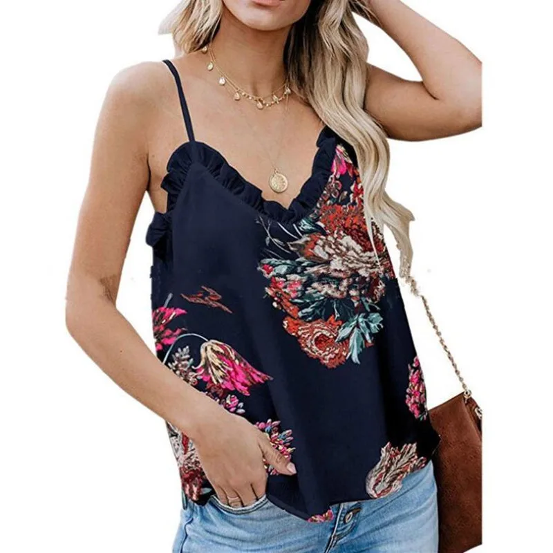 EFINNY European Women Ruffles V-Neck Camis Floral Print Tops Loose Sleeveless Tops Sexy Summer Casual Tanks Vest
EFINNY European Women Ruffles V-Neck Camis Floral Print Tops Loose Sleeveless Tops Sexy Summer Casual Tanks Vest