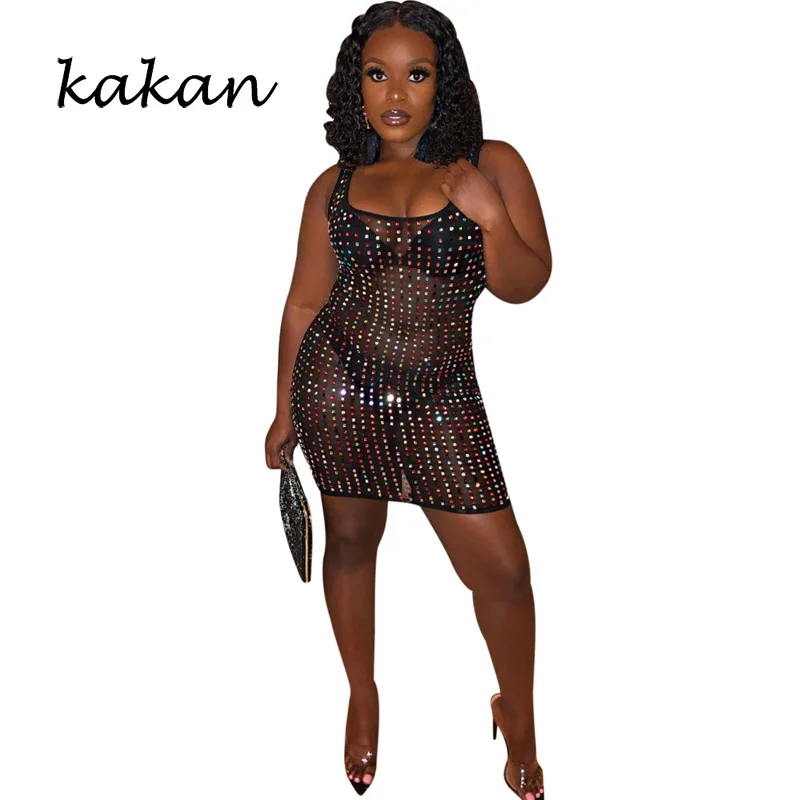 Kakan new women's perspective sequin dress positioning beads sling strapless shoulder dress club party nightclub sexy dress
Kakan new women's perspective sequin dress positioning beads sling strapless shoulder dress club party nightclub sexy dress