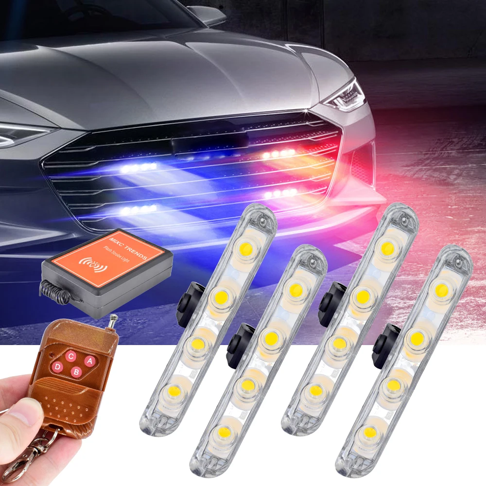 Wireless Remote 4x4 LED Strobe Warning Light Police Flasher 12V Volunteer Vehicle Car Truck Deck Dash Grill Emergency LED Lights
Wireless Remote 4x4 LED Strobe Warning Light Police Flasher 12V Volunteer Vehicle Car Truck Deck Dash Grill Emergency LED Lights