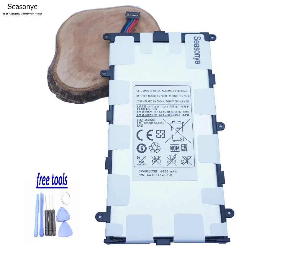 Seasonye SP4960C3B 4000mAh tab Replacement Battery + Tools for Samsung galaxy Tablet 2 7.0 P3100 P6200 P3110 GT-P3100 7.0 Plus
Seasonye SP4960C3B 4000mAh tab Replacement Battery + Tools for Samsung galaxy Tablet 2 7.0 P3100 P6200 P3110 GT-P3100 7.0 Plus