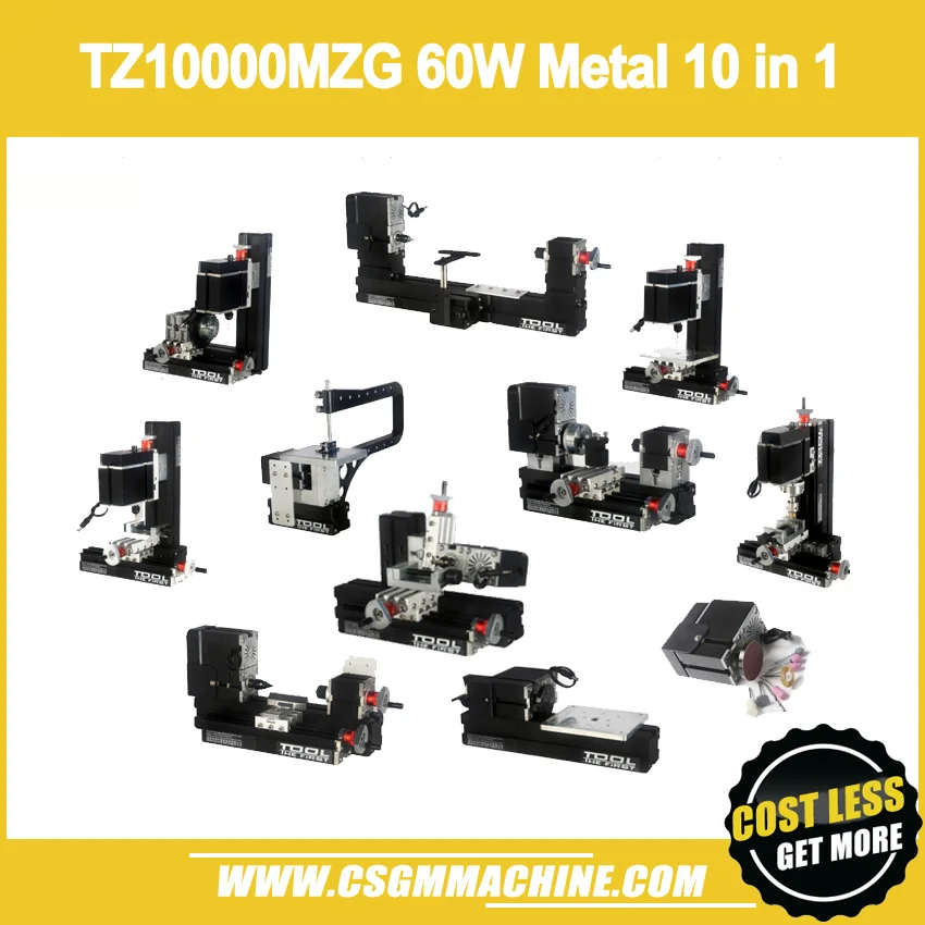 TZ10000MG 60W Metal 10 in 1 Mini lathe with Bow Arm/60W,12000rpm Mini Bow-arm 10in1 Metal lathe Machine
TZ10000MG 60W Metal 10 in 1 Mini lathe with Bow Arm/60W,12000rpm Mini Bow-arm 10in1 Metal lathe Machine