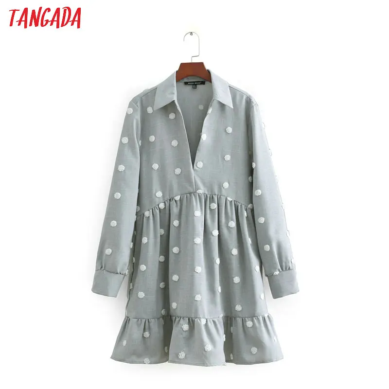 Tangada fashion embroidery dot shirt dresseswomen turn down collar long sleeve casual gray mini pleated dress vestidos CC427
Tangada fashion embroidery dot shirt dresseswomen turn down collar long sleeve casual gray mini pleated dress vestidos CC427