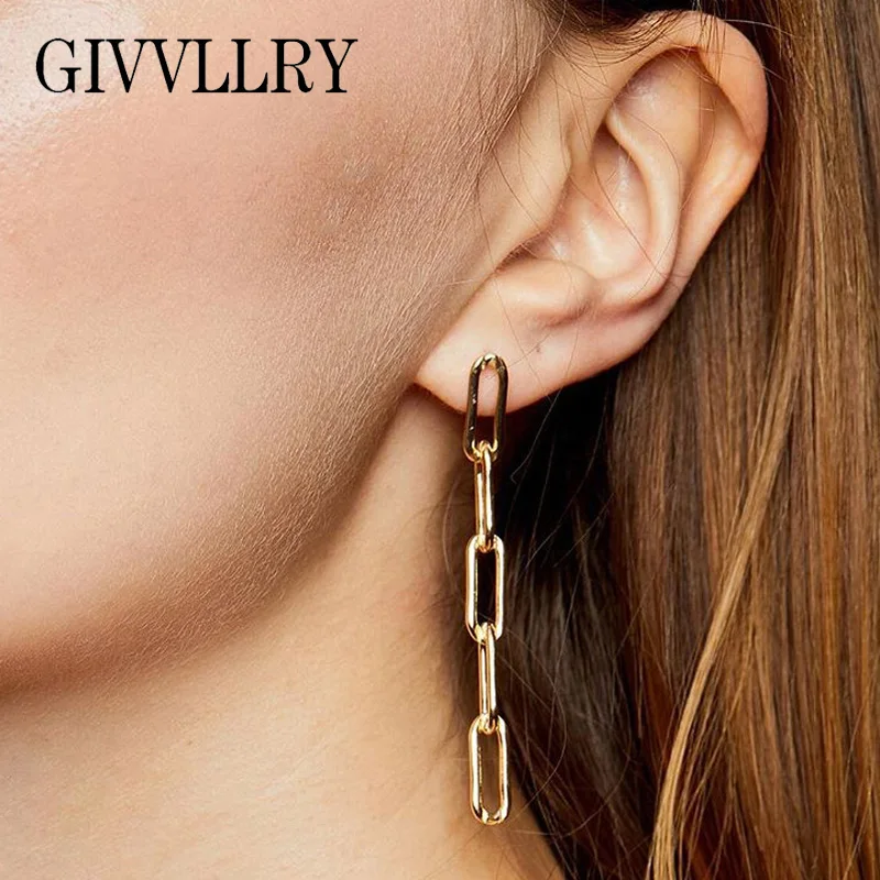 GIVVLLRY Creative Link Chain Drop Earrings Fashion Jewelry Elegant Simple Gold Silver Color Long Metal Tassel Earrings for Women
GIVVLLRY Creative Link Chain Drop Earrings Fashion Jewelry Elegant Simple Gold Silver Color Long Metal Tassel Earrings for Women