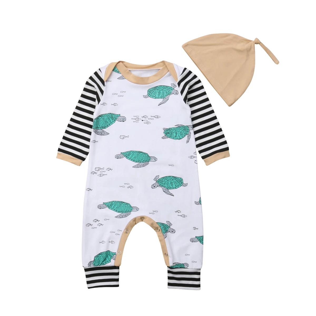 Casual Newborn Baby Boys Turtle Print Cotton Jumpsuit Striped Long Sleeve Romper Hats Outfits Clothes
Casual Newborn Baby Boys Turtle Print Cotton Jumpsuit Striped Long Sleeve Romper Hats Outfits Clothes